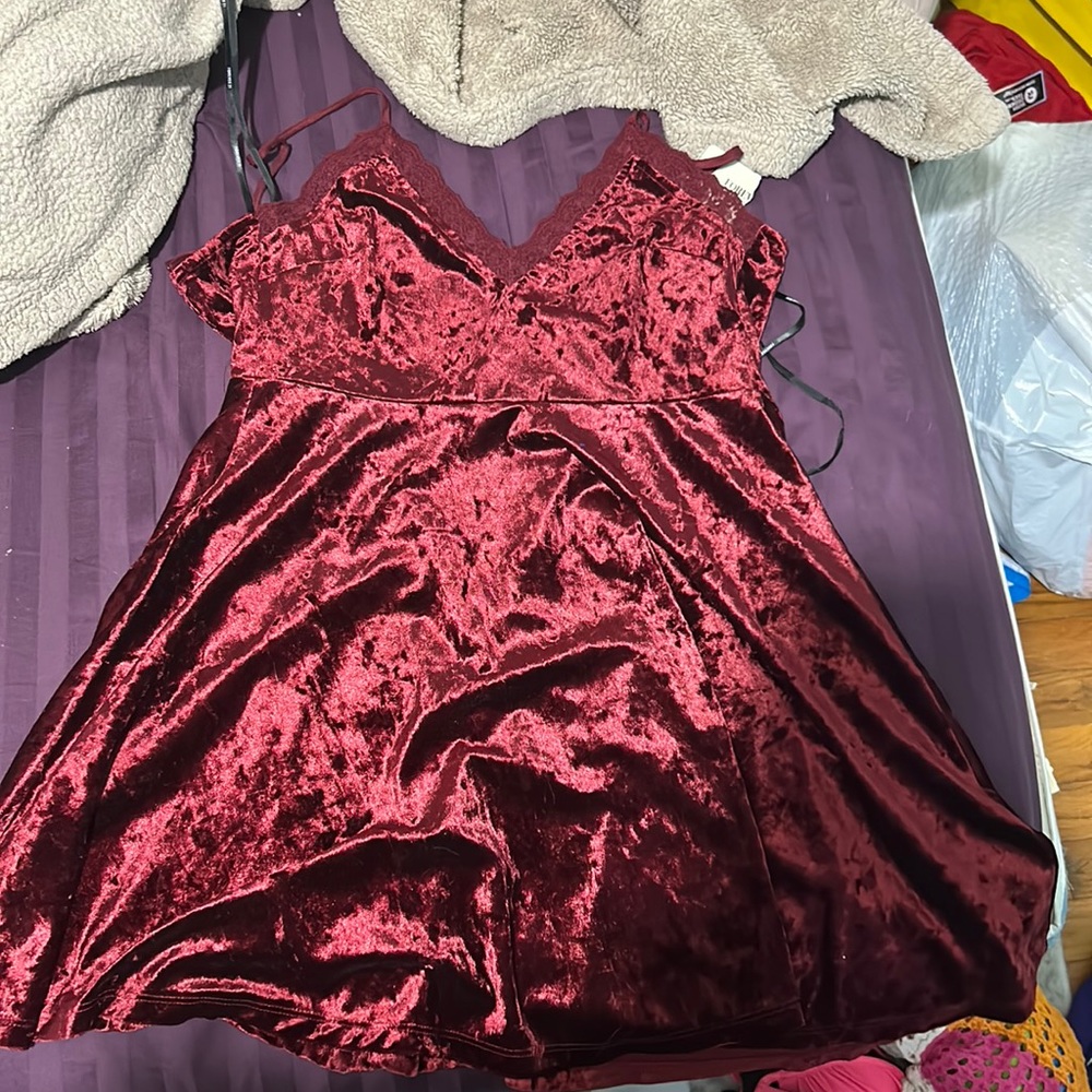 forever 21 red velvet dress, never worn, new with tags